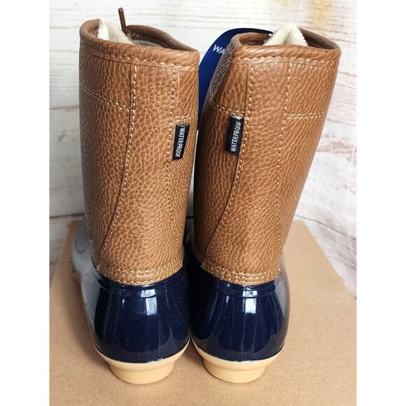 Maplewood Waterproof Fall 2022 Navy/Tan Women’s Boots | JBU by Jambu | Faux Fur - Picture 3 of 14